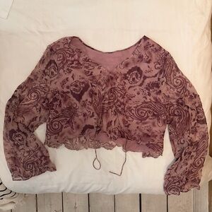 Reformation vintage Floral Mauve Chiffon Blouse L